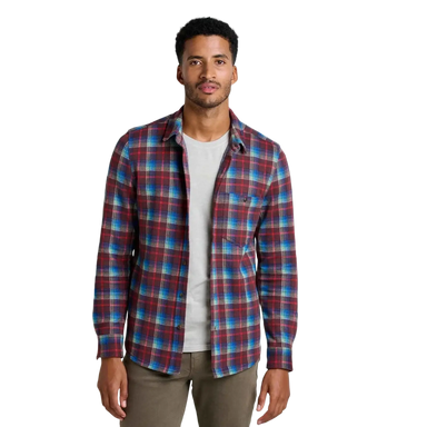 Toad & Co Men's Shadowbrook Long Sleeve Shirt in kyanite, on model front view