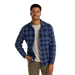 Toad & Co Men's Kennicott Patterned Shirt Jacket in black plaid, on model front view
