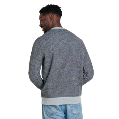 Toad & Co Men's Kennicott Crew in heather grey twill, on model back view