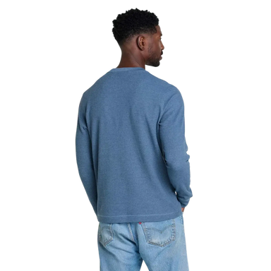 Toad & Co Men's Framer II Long Sleeve Crew in pacific blue, on model back view