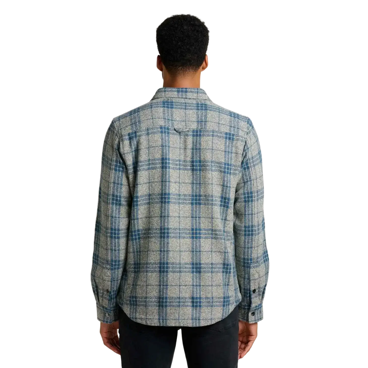 Toad & Co Men's Mojac III Shirt Jacket in barley, on model back view