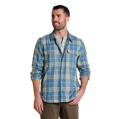 Toad & Co Men's Ranchero Long Sleeve Shirt in kayanite, on model front view