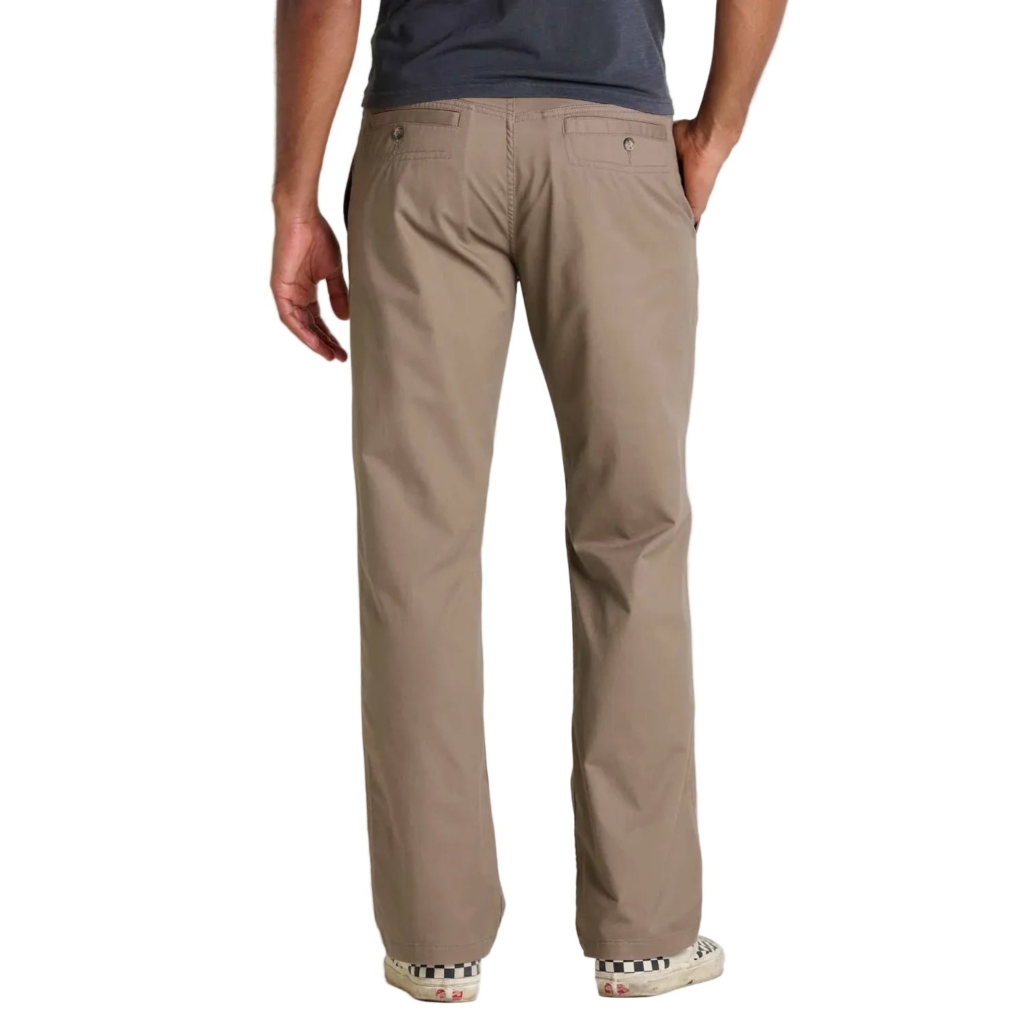 Toad & Co Men's Mission Ridge Pant in dark chino, on model back view