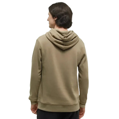 Tentree Men's Cloudy Forest Ten Hoodie in khaki forest shade, model back view