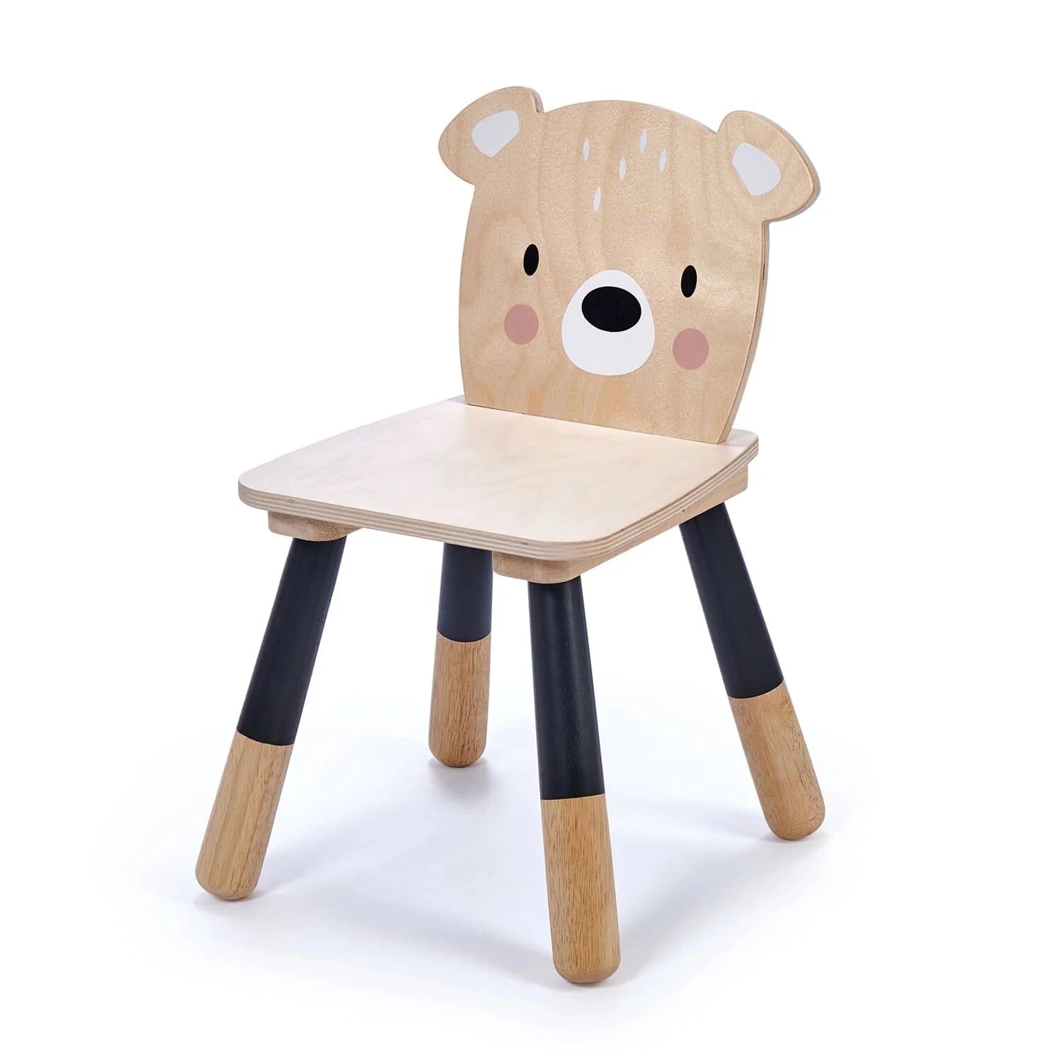 Children's chair with bear design on a white background