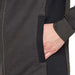 Terramar Men's C-Suite Fusion Full-Zip Thermal Hoodie shwon on model in the Brinde Black color option. Pocket view.