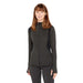 Terramar Women's C-Suite Fusion Full Zip Thermal Shirt shown on model in the Brindle Black color option. Front view.