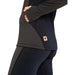 Terramar Women's C-Suite Fusion Full Zip Thermal Shirt shown on model in the Brindle Black color option. Side pocket view.