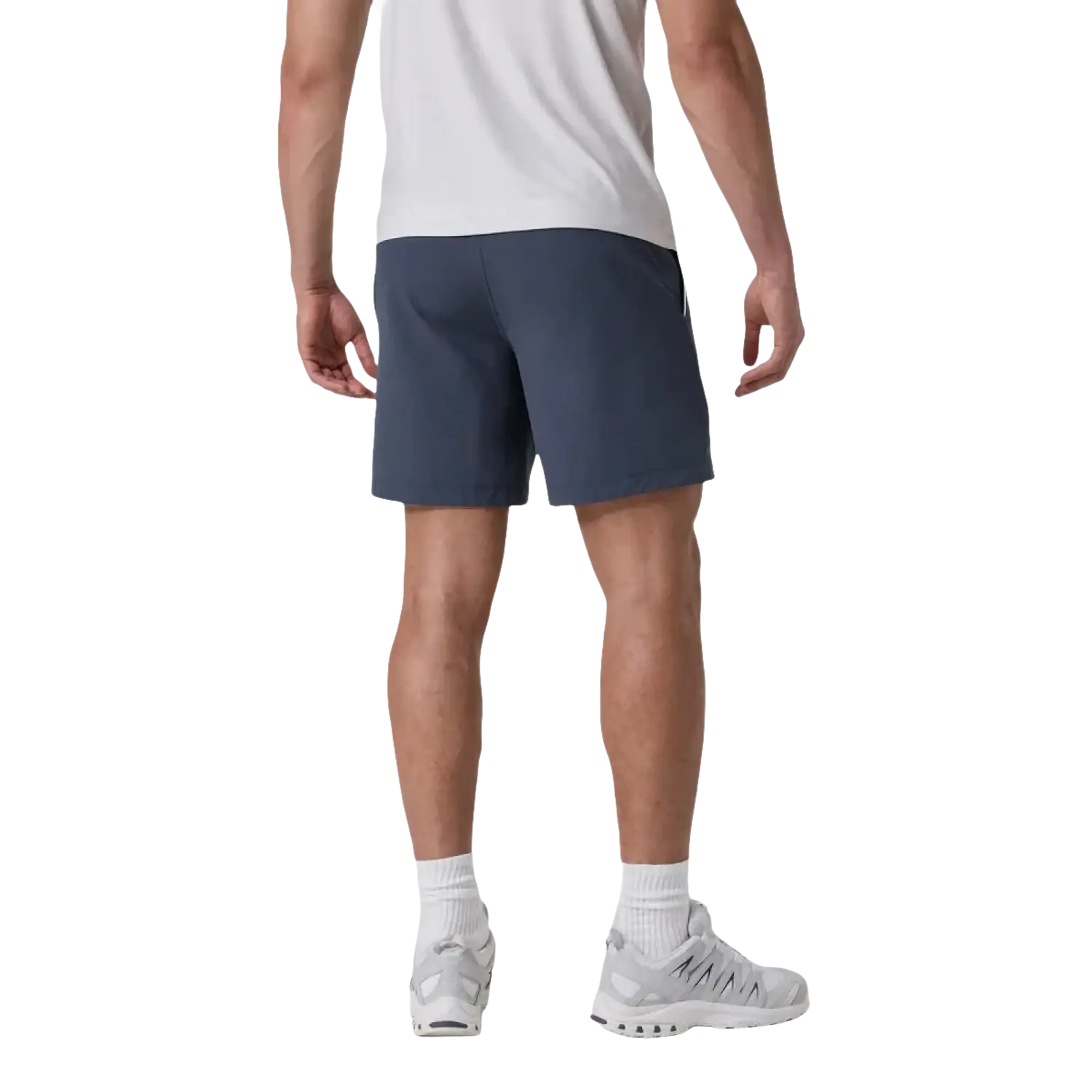 Vuori Men's Crosscourt Short in navy, on model back view