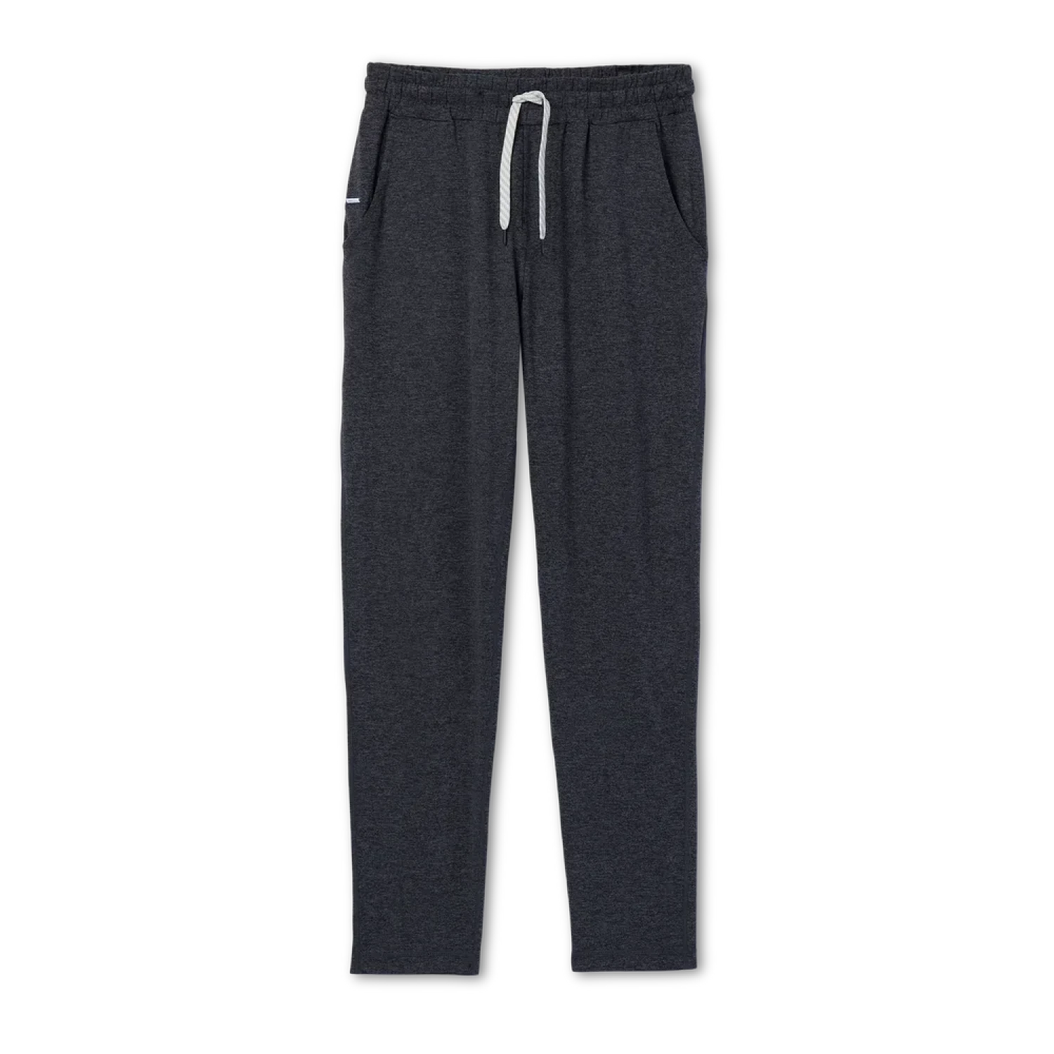 Vuori Men's Ponto Performance Pant in charcoal heather, flat front view