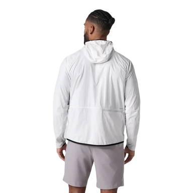 Vuori Men's Ronan Packable Jacket in frost grey, on model back view