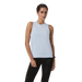 Vuori Women's Energy Top Long in soft sky heather, on model front view