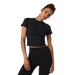 Vuori Women's Pose Fitted Tee in black, on model front view