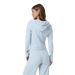 Vuori Women's Halo Mini Full Zip Hoodie in soft sky heather, on model back view