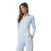 Vuori Women's Halo Mini Full Zip Hoodie in soft sky heather, on model front view