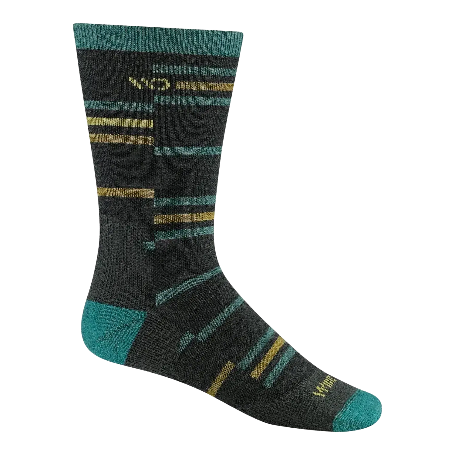 Wide Open Men's Crossroad Cushioned Crew Socks in charcoal, side view