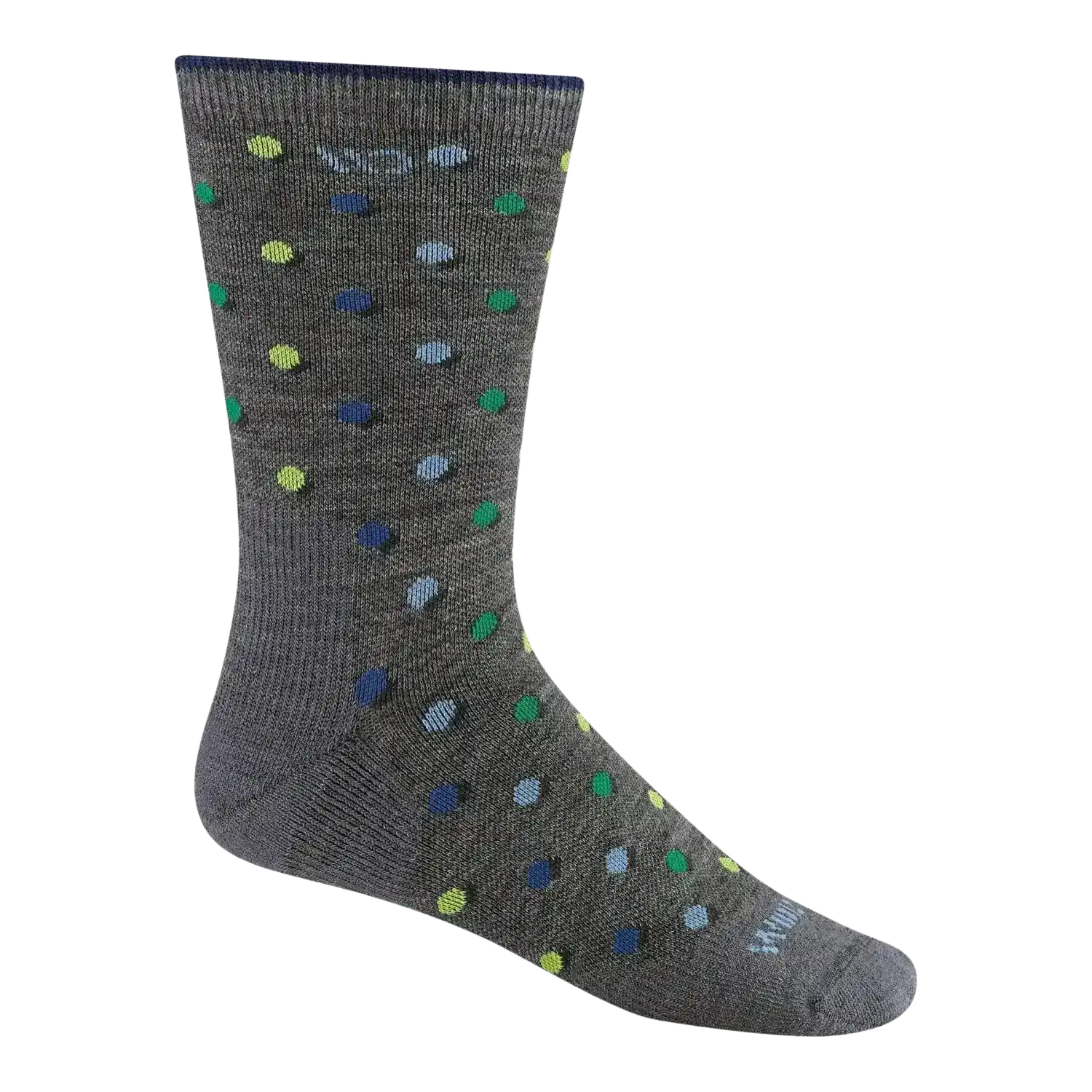 Wide Open Men's On The Dot Cushioned Crew Socks in gray, side view