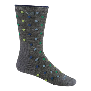 Wide Open Men's On The Dot Cushioned Crew Socks in gray, side view