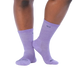 Wide Open Women's Solid Cushioned Crew Socks in lavender, on model view