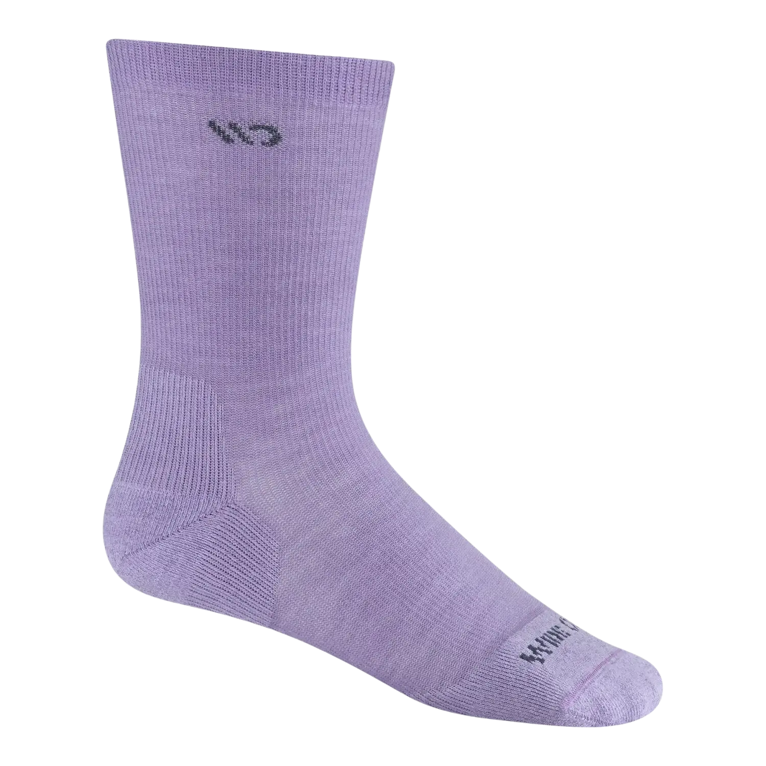 Wide Open Women's Solid Cushioned Crew Socks in lavender, side view