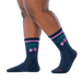 Wide Open Women's Strawberry Patch Cushioned Crew Socks in eclipse, on model view