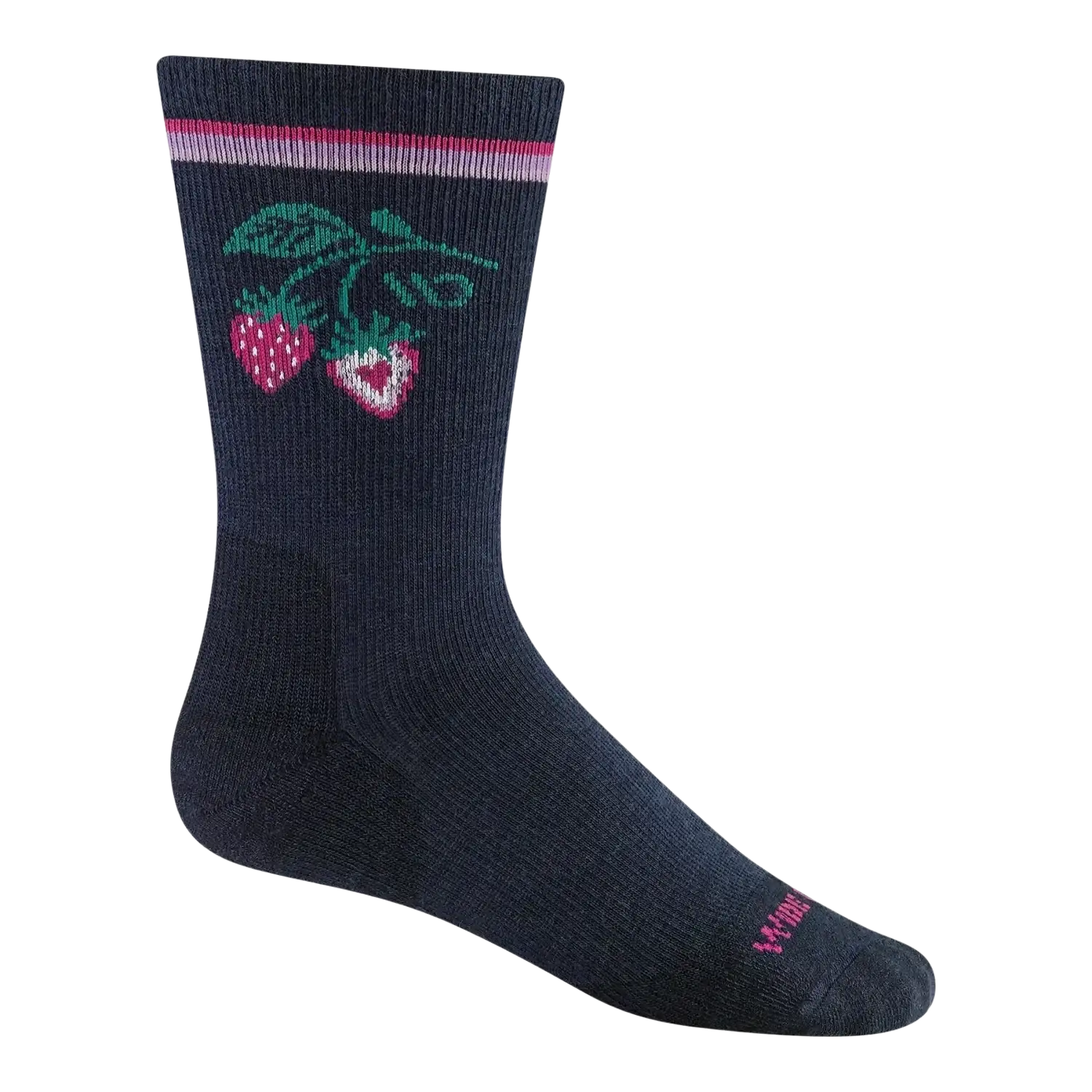 Wide Open Women's Strawberry Patch Cushioned Crew Socks in eclipse, side view