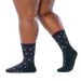 Wide Open Women's Strawberry Fields Cushioned Crew Socks in eclipse, on model view