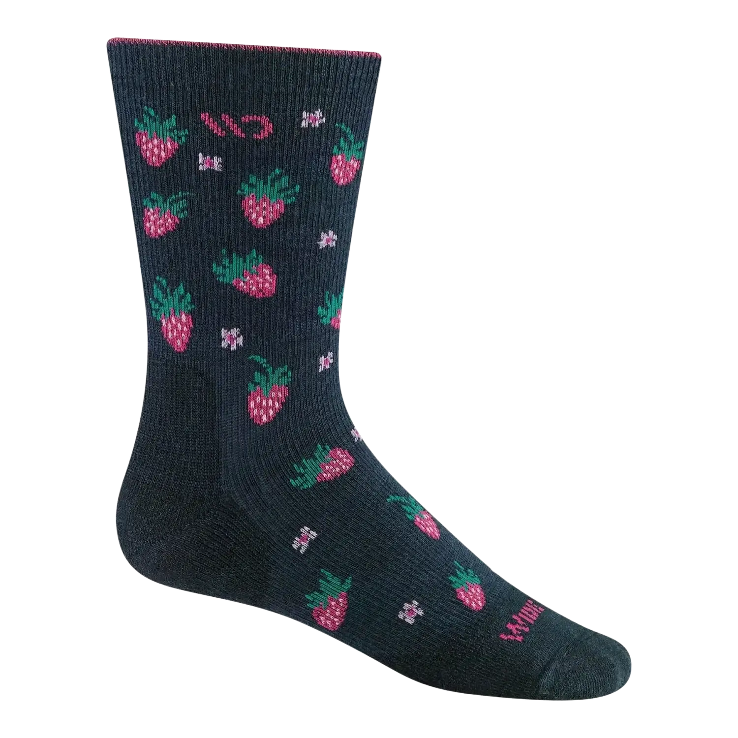 Wide Open Women's Strawberry Fields Cushioned Crew Socks in eclipse, side view