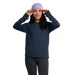 Free Fly Women's Bamboo Shade Long Sleeve II in deep navy, on model front view