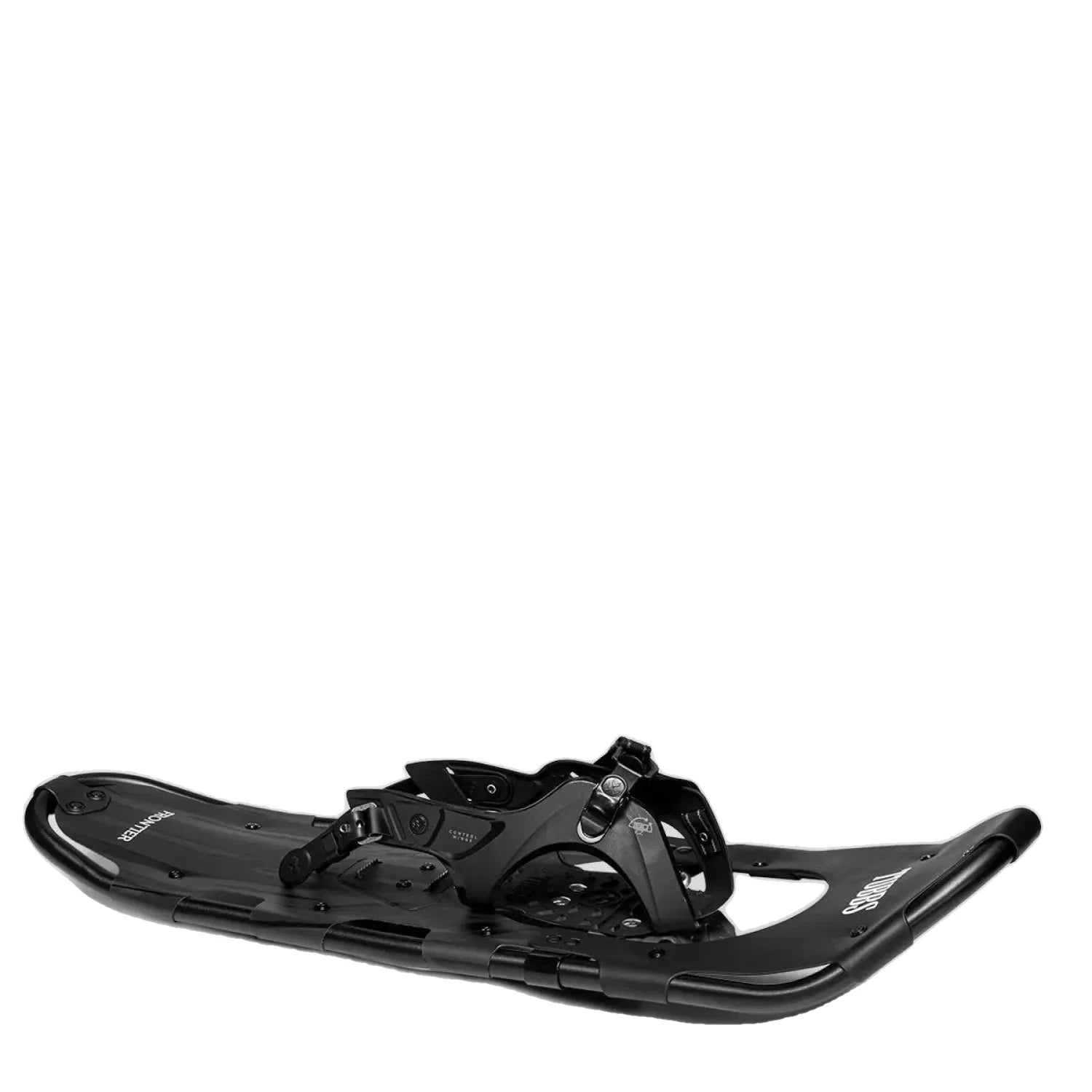 Tubb's Frontier 30 snowshoe in black, side view.