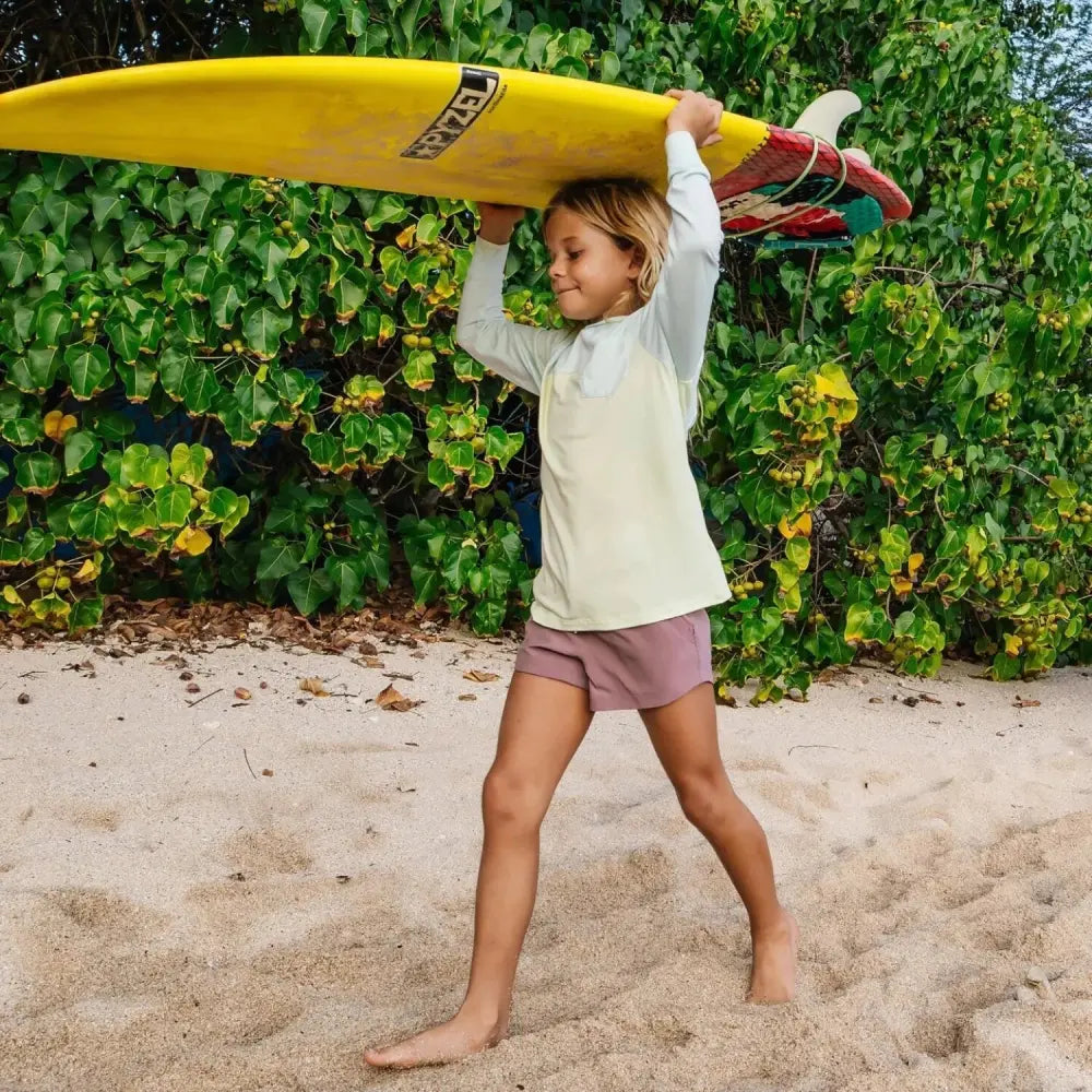 Free Fly Kid's Breeze Short in mauve, lifestyle view