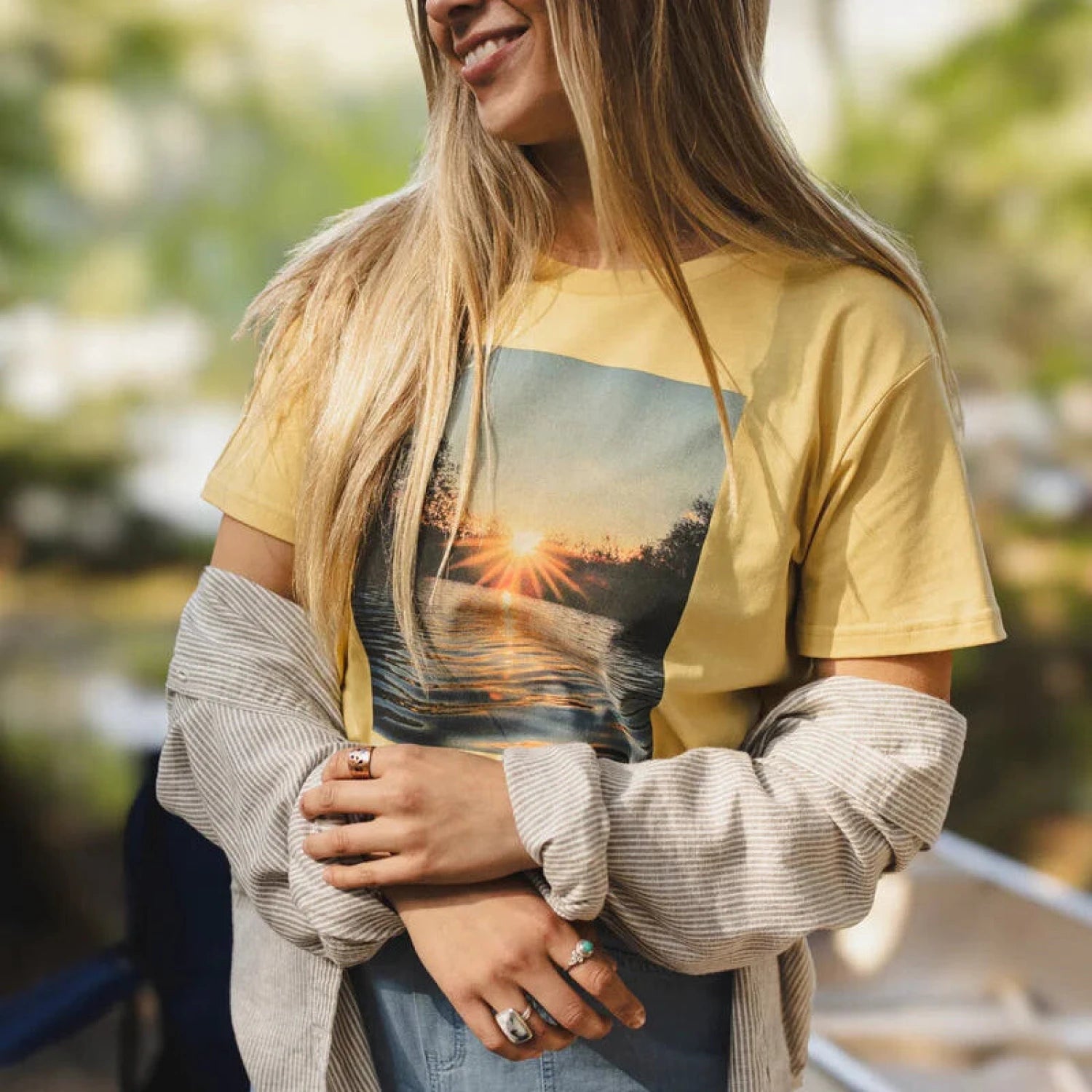 Tentree Women's Lake View Crop Tee, style view