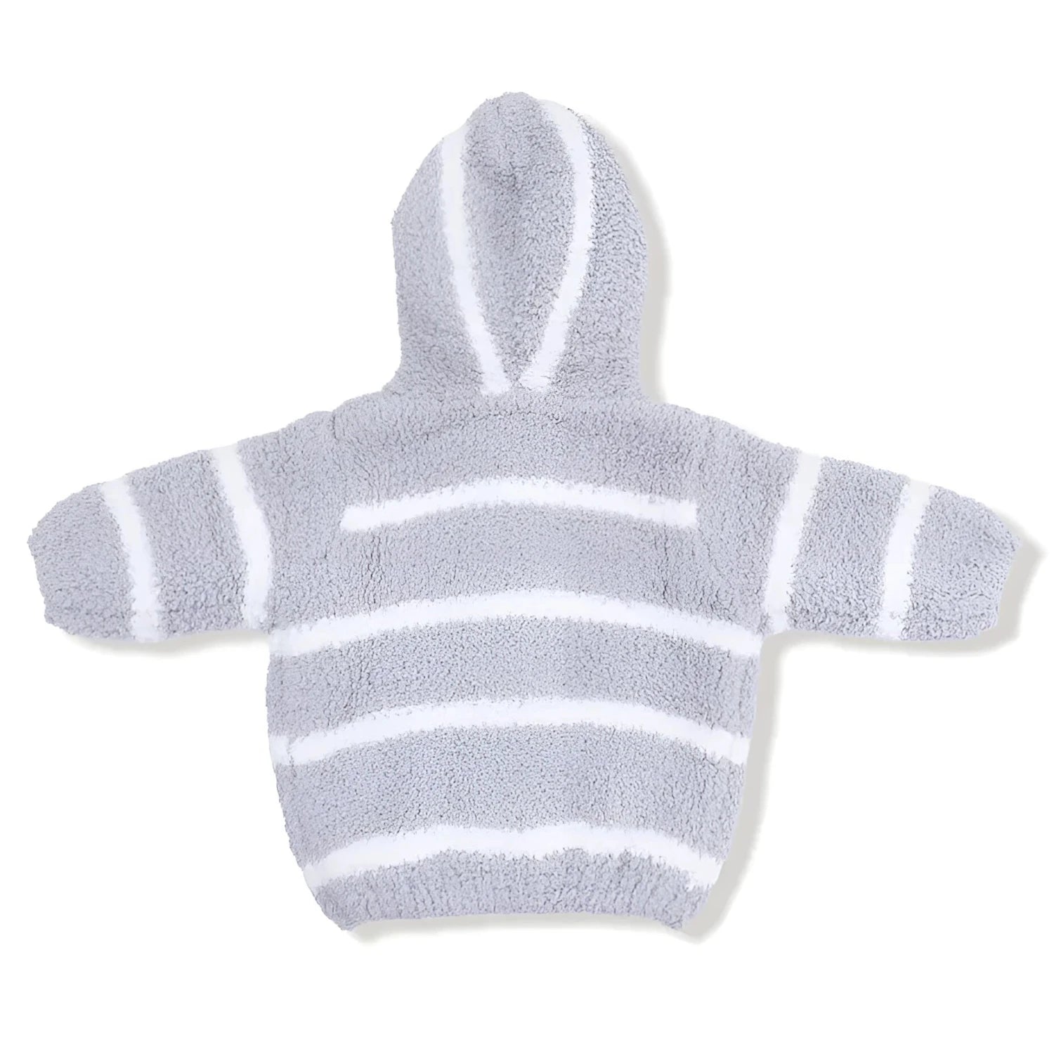 Angel Dear Baby Chenille Hooded Jacket in grey & ivory stripe, back view