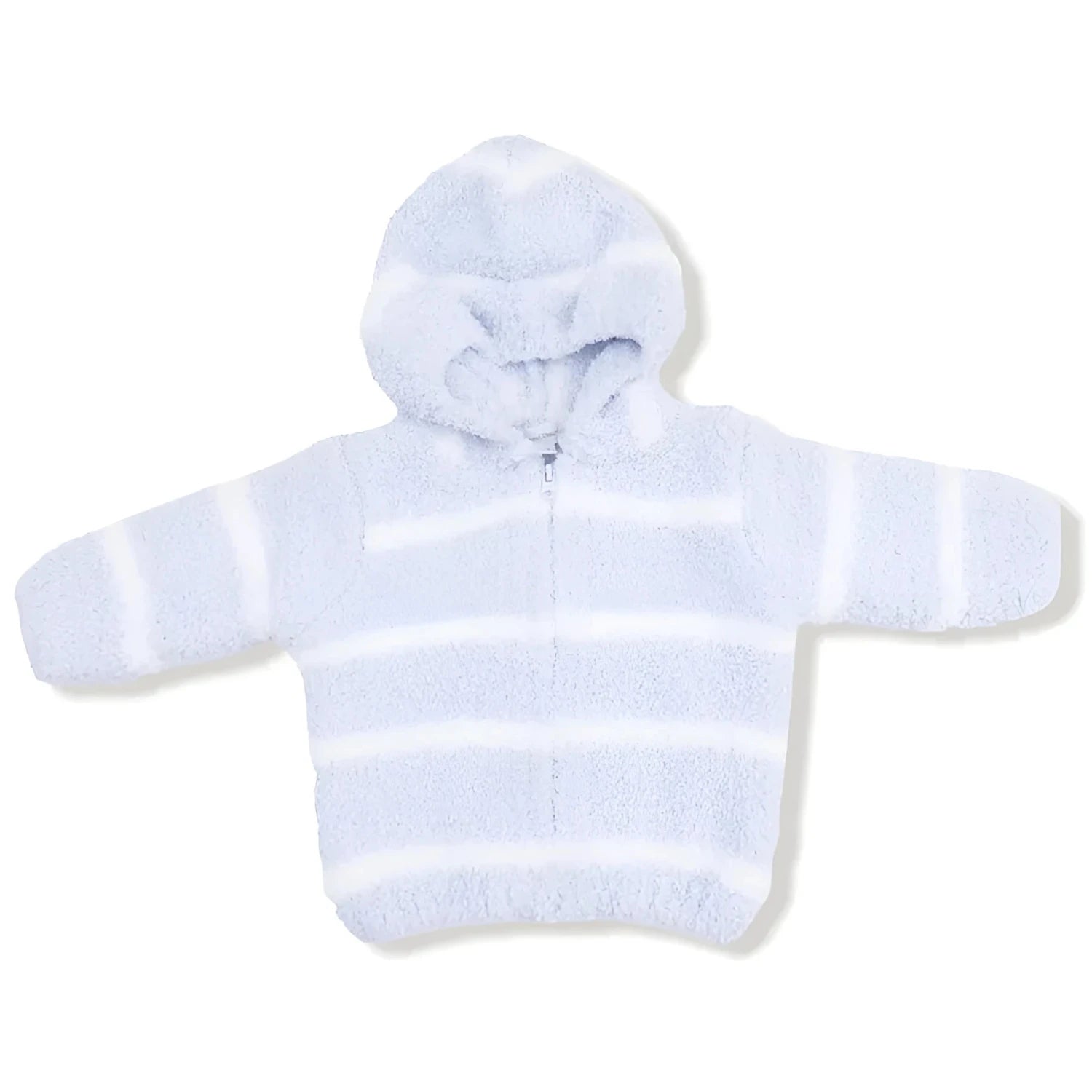 Angel Dear Baby Chenille Hooded Jacket in blue & ivory stripe, front view