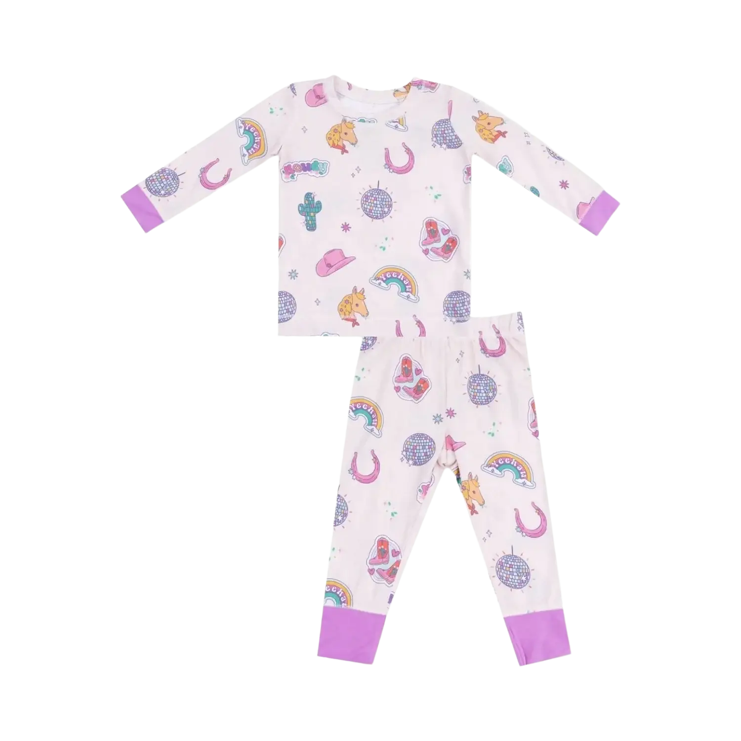 Angel Dear Baby Long Sleeve Loungewear Set, Disco Cowgirl print
