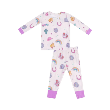 Angel Dear Baby Long Sleeve Loungewear Set, Disco Cowgirl print