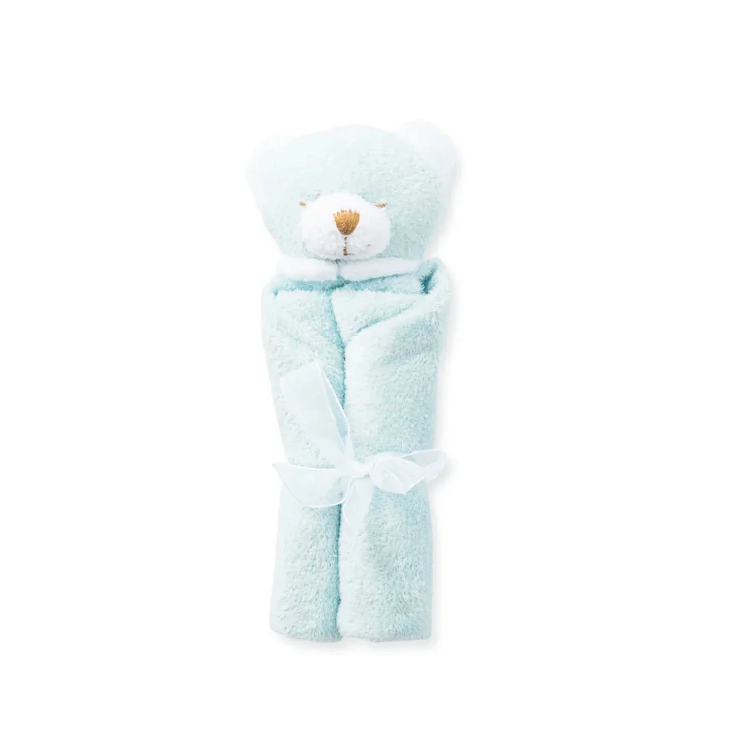 Angel Dear Baby Lovie Blankie in blue bear, rolled up front view