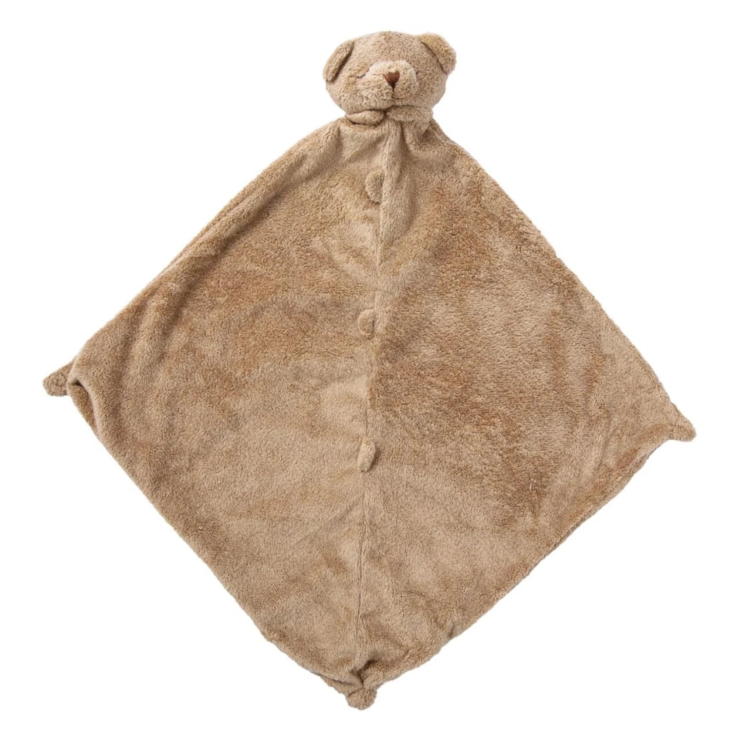 Angel Dear Baby Lovie Blankie in brown bear, flat front view