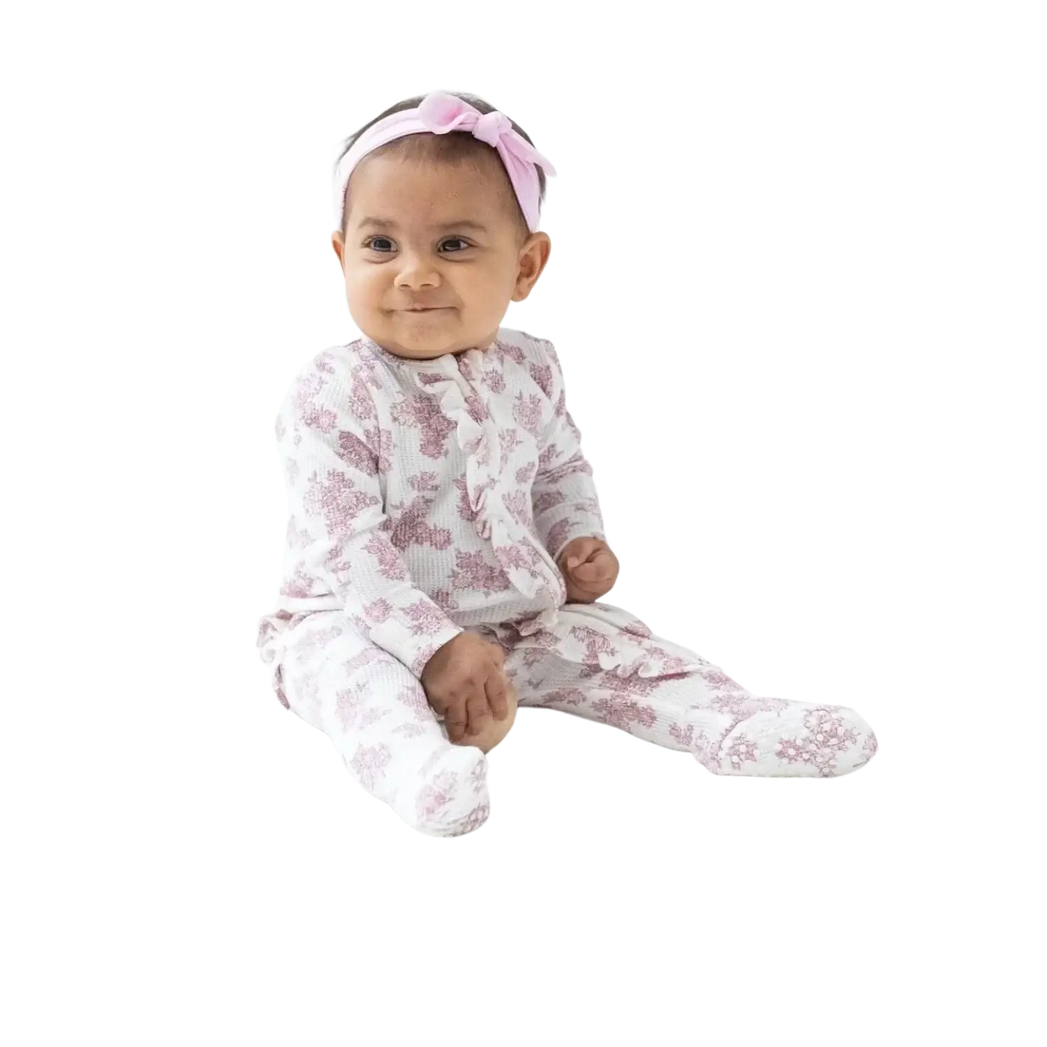 Angel Dear Baby 2 Way Ruffle Zipper Footie, baby model view
