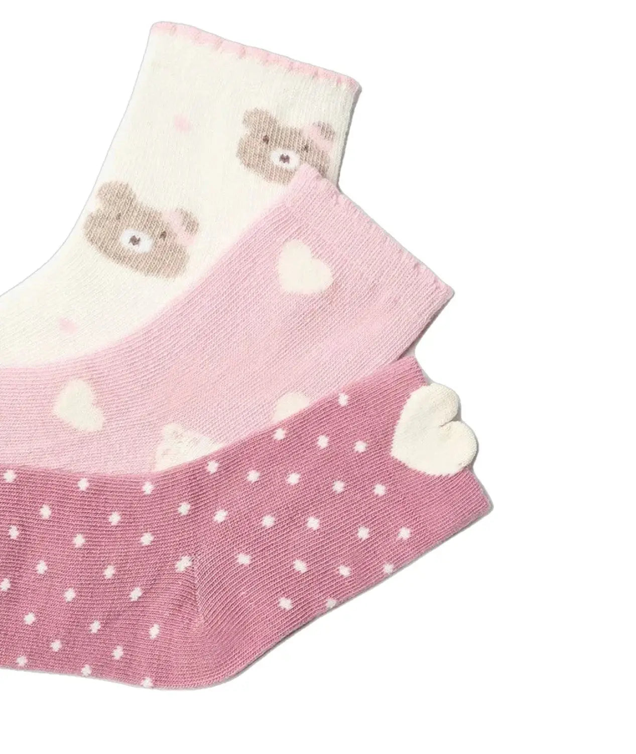 Mayoral Baby Sock - 3 Pack, Rose, top view up close 