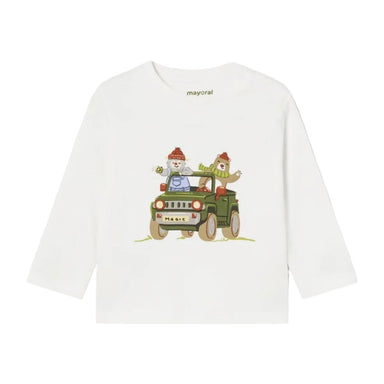 Mayoral Baby Long Sleeve T-Shirt in cream, flat front