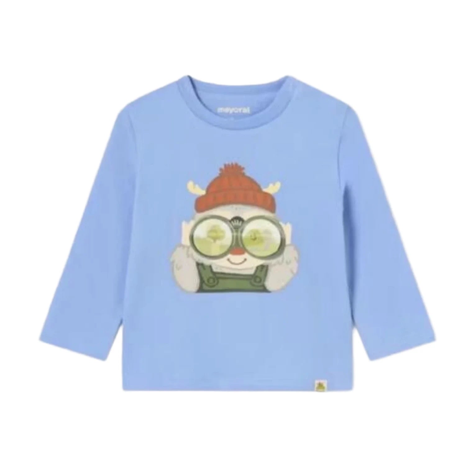 Mayoral Baby Long Sleeve T-Shirt in sky blue, flat front