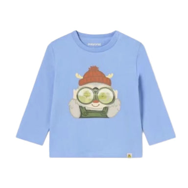 Mayoral Baby Long Sleeve T-Shirt in sky blue, flat front