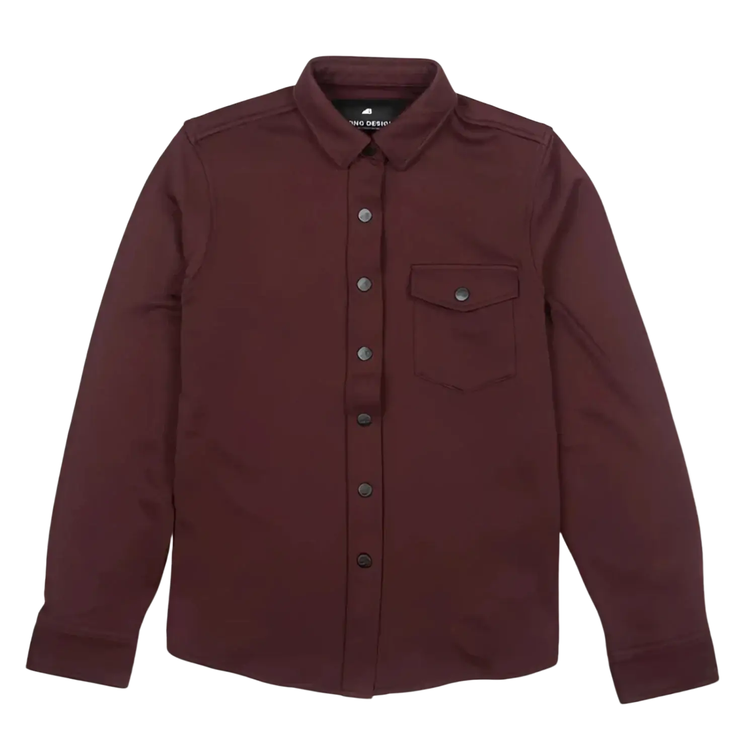 Belong Designs Women's Sherman Fleece Button Up in burgundy, flat front view