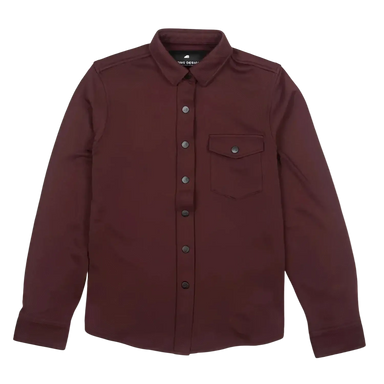 Belong Designs Women's Sherman Fleece Button Up in burgundy, flat front view