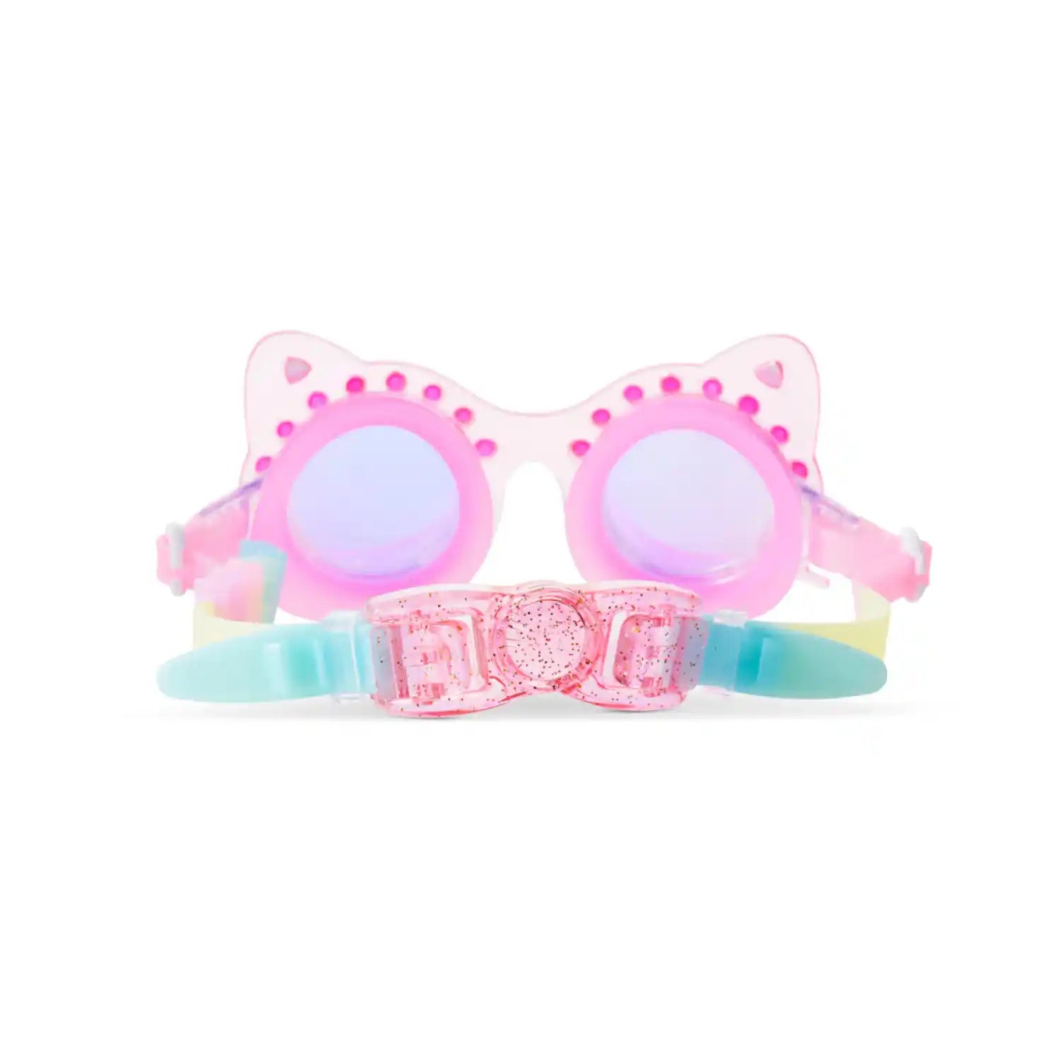 Bling2o Kid's Frosted Feline Swim Goggles in Pink Purr, back view 