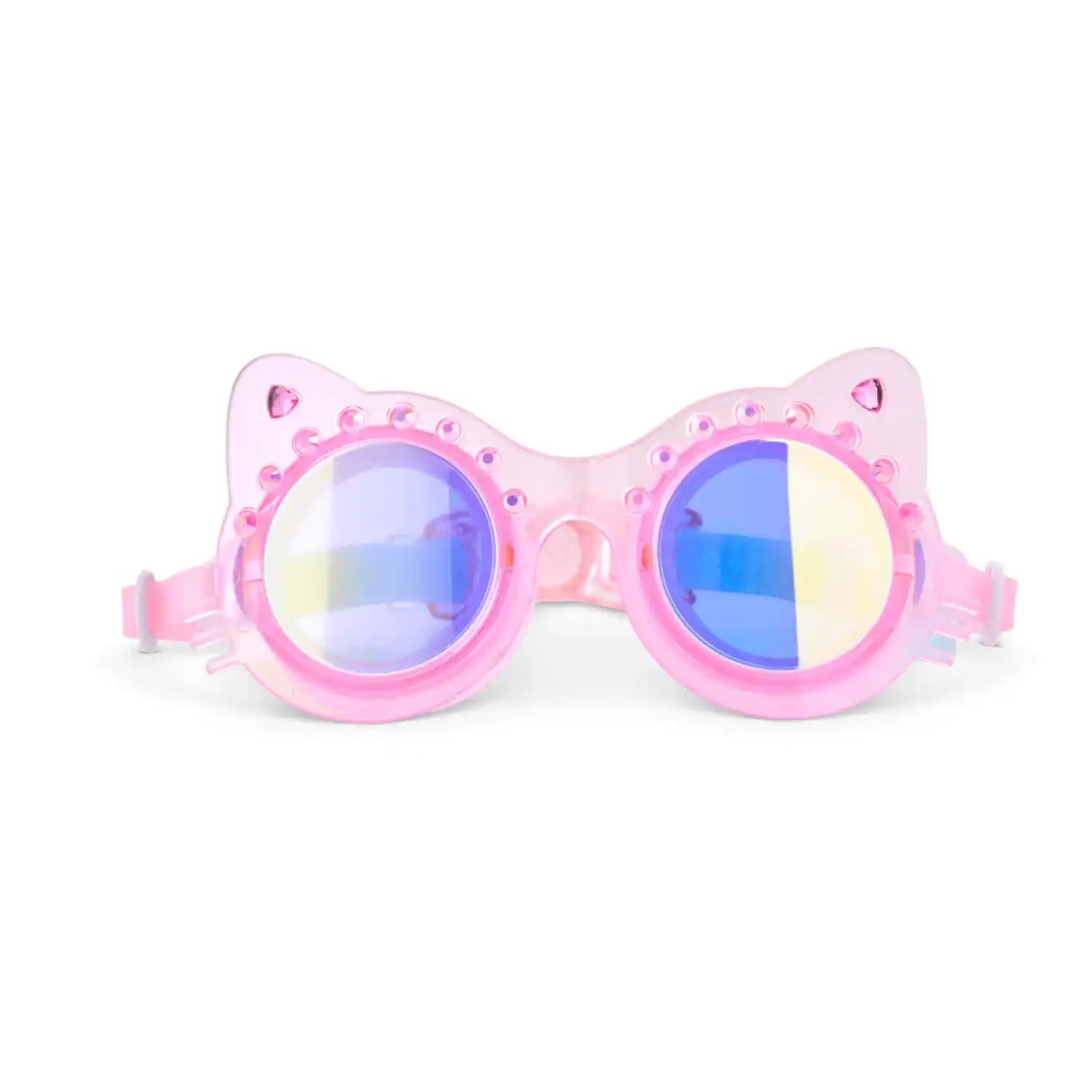 Bling2o Kid's Frosted Feline Swim Goggles in Pink Purr, front view 