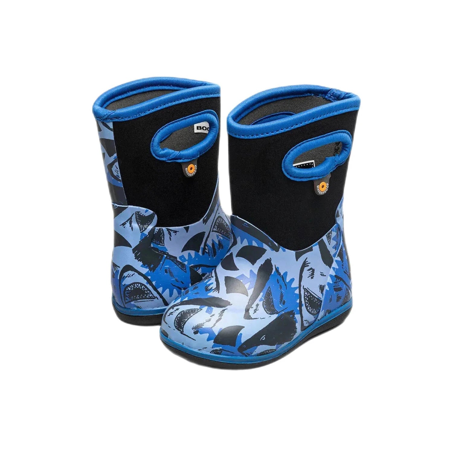 BOGS Baby Classic Sharks Boots in blue multi print, pair