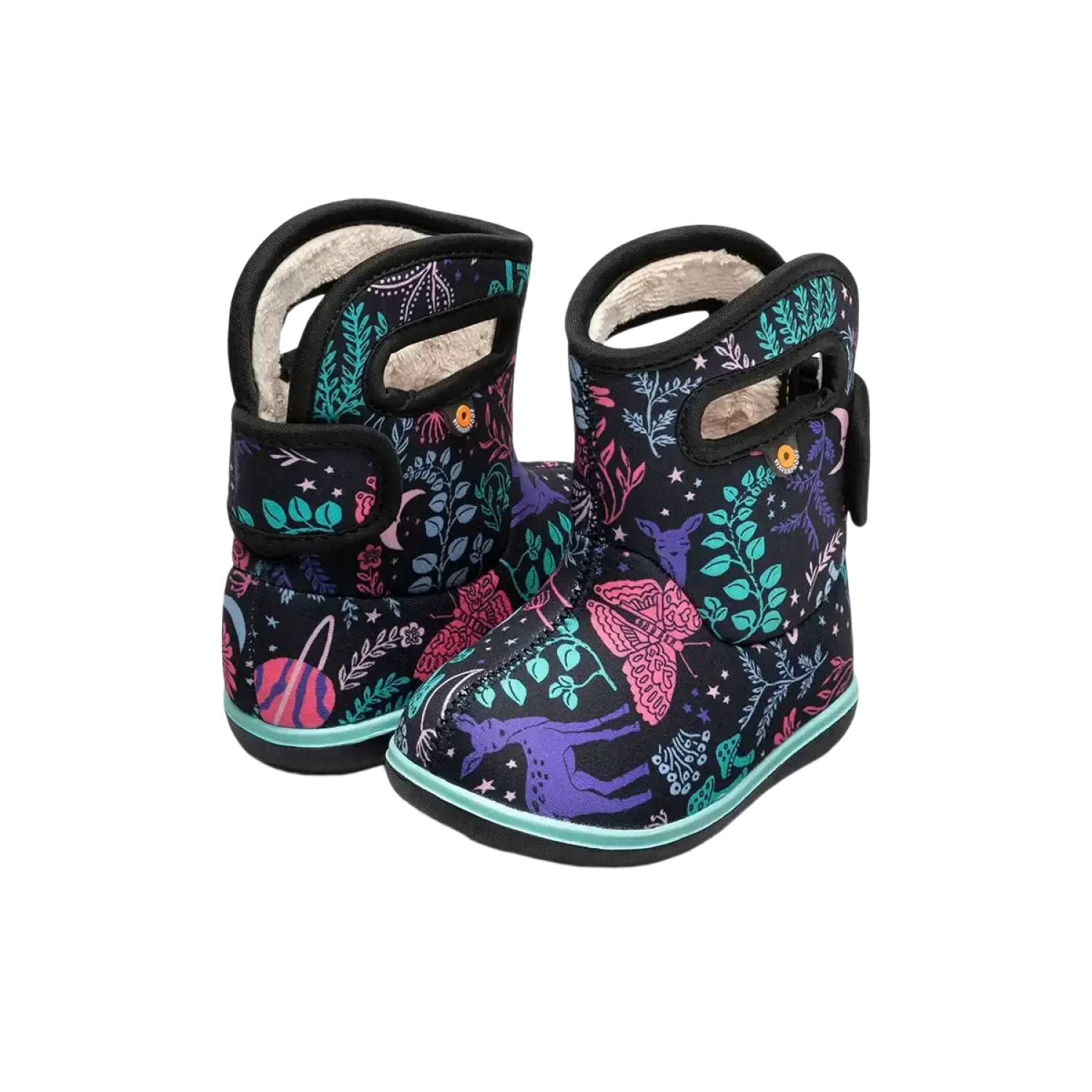 BOGS Baby Bogs II Cosmic Forest in Black Multi, front and back view
