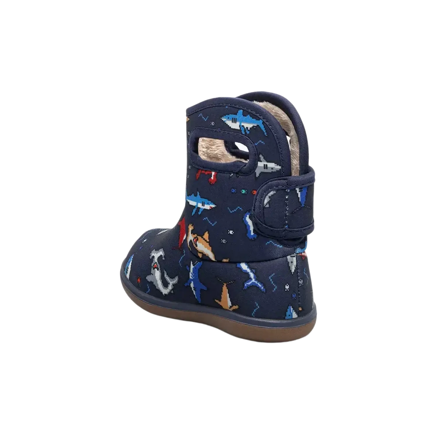 BOGS Baby Bogs II - Pixel Shark in Navy Multi, back view 